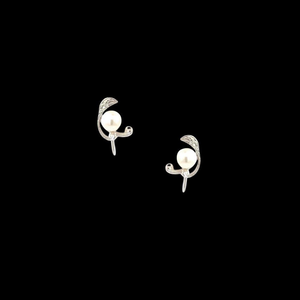 Mikimoto Estate Akoya Pearl Clip-on Earrings Sterling Silver 6.19 mm M435